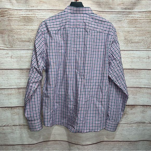 Untuckit Men's XL Long Sleeve Wrinkle Free Plaid Button Up Shirt Pink Blue - Picture 8 of 8